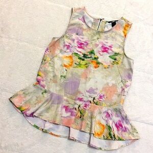 H&M Watercolor floral Peplum top